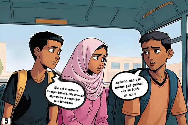 Bande dessinée sur le harcèlement religieux, case 4